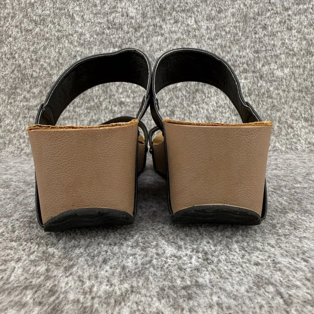 ✅Womens 8.5 AGAPE COLLECTION Platform Sandals Black Wedge Studded Faux Leather - Picture 6 of 11